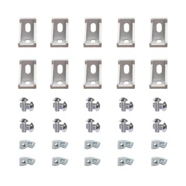 10Sets 1.5" x 1.5" 1515 Series Aluminum Extrusion Profiles Connector Silver Bracket, 10pcs 1.5 in Bracket with T Nuts Screw Bolts for 1.5 Inches Extrusion Profile Rail
