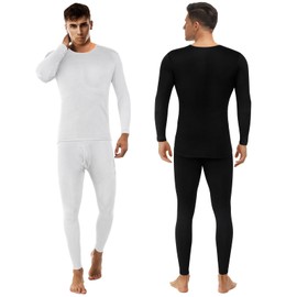 Patelai 5 Sets Men's Thermal Underwear Fleece Base Layer Set Winter Base Layer Cold Weather Top Bottom(Mixed Color, Medium)