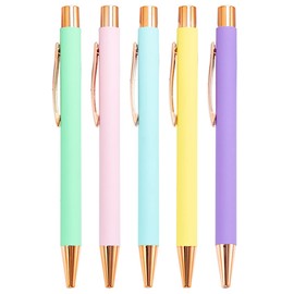 Gullor Push-Action Metal Ballpoint Pen, Multiple Colors Retractable Ballpoint Pens for Office School Supplies Students Children Gift, 5 Pieces