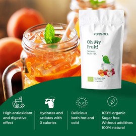 Oh My Fruit Organic Loose Leaf 100g (50 Cups) | Fruit Tea Loose with Orange, Raspberry, Apple, Lemongrass and Real Stevia Leaf REPLANTEA