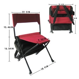 Zenree Portable Durable Folding Backpack Chair, Red - Perfect for Camping, Sporting Events, Outdoor Recreation, Use for Reading, Hiking, Lounging, or Campfire