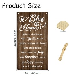 SUPERDANT Bless This Home Wooden Signs Home Wall Decorative Plaque Rustic Decor Wall-mounted Hanging Wood Signs Entryway Wall Art Decor for Home Door Living Room Decor House Warming Gifts