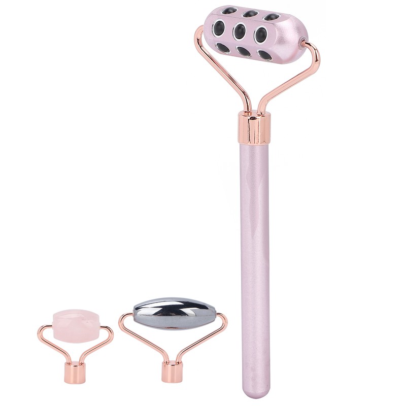 3 in 1 Rose Quartz Face Roller Massager Germanium Facial