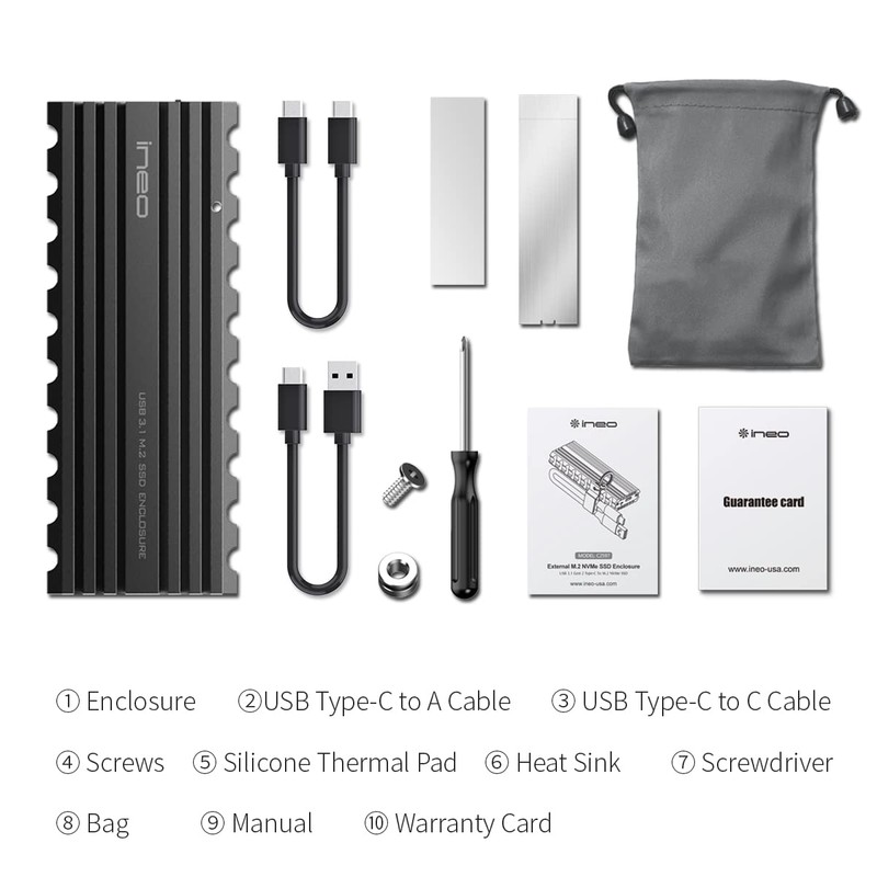 Ineo M.2 NVMe (PCIe) SSD USB 3.2 Gen 2 Tipo