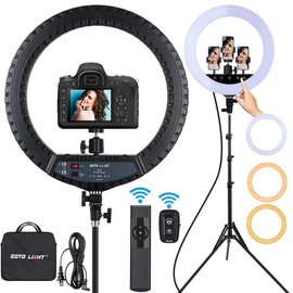 21 inch LED Ring Light with Tripod Stand, Large Selfie Ring Light with Touch Panel for YouTube Vlog Video Shooting, Makeup Studio Portrait with Carrying Bag and Remote Controller, CRI>97