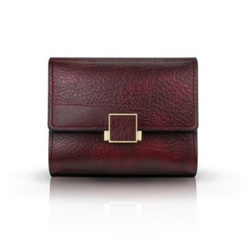 AfitLulu Women's Retro Purse with 2 Inch ID Window and 5 Card Slots, Women's Short Small Purse for Organisational Cards, ID Cards, Photos, Coins, red, Modern