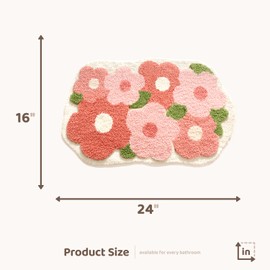 Molesun Floral Bath Mat, Bathroom Rug Non-Slip Soft Shower Rug Microfiber Cute Bath Rug for Kids, Water Absorbent Thick Shaggy Floor Mats for Bedroom, Kitchen, Home Decor, 16x24, Flowers