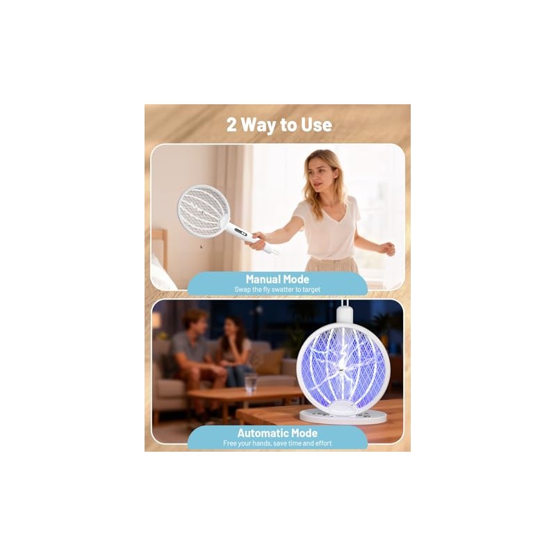 YISSVIC 2 in 1 Mosquito Killer Racket, 4000V Foldable Electric