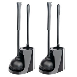 CELOX 2 Sets Black Toilet Brush and Plunger Set for Bathroom Heavy Duty