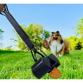 ienjoyed 32" Dog Pooper Scooper for Small Dog to Large Dog, Heavy Duty Dog Poop Scooper for Yard & Walks, Durable Double Spring Clamp, Simple One Step Assembly (Black)