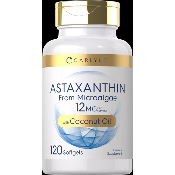 Astaxanthin 12mg | 120 Softgels | from Microalgae, with Coconut