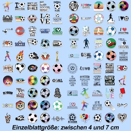 Pack of 100 Football Stickers, Sports Football Stickers, Waterproof Stickers Children, Football Vinyl Stickers, Football Gifts for Laptop, Skateboard, Motorcycle, Bicycle, Car, Girls & Boys