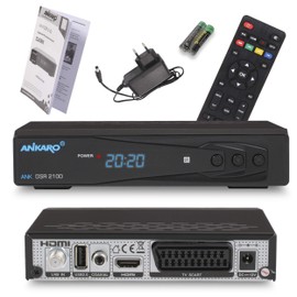ANKARO DSR 2100 Digital Full HD 1080p Satellite Receiver Black with USB Media Player, Recording Function and Timeshift / HDMI / SCART / LED Display / 12 V Power Supply Ideal for Camping