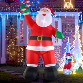 SHDEJTG 10ft Inflatable Christmas Decorations, Christmas Santa Claus with Candy with LED Light Blow Up for Christmas Party Indoor, Outdoor, Yard, Garden, Lawn