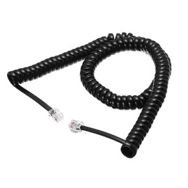 MECCANIXITY Phone Cord for Landline, 13ft RJ9 4P4C Telephone Handset Cord No Tangle Coiled Phone Cable, Black