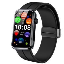 Lamshaw Compatible for Fempoin Smart Watch Bands, Soft Silicone Sport Wristband Replacement Straps Compatible for Fempoin T31 Smart Watch (Black, 16mm size band)