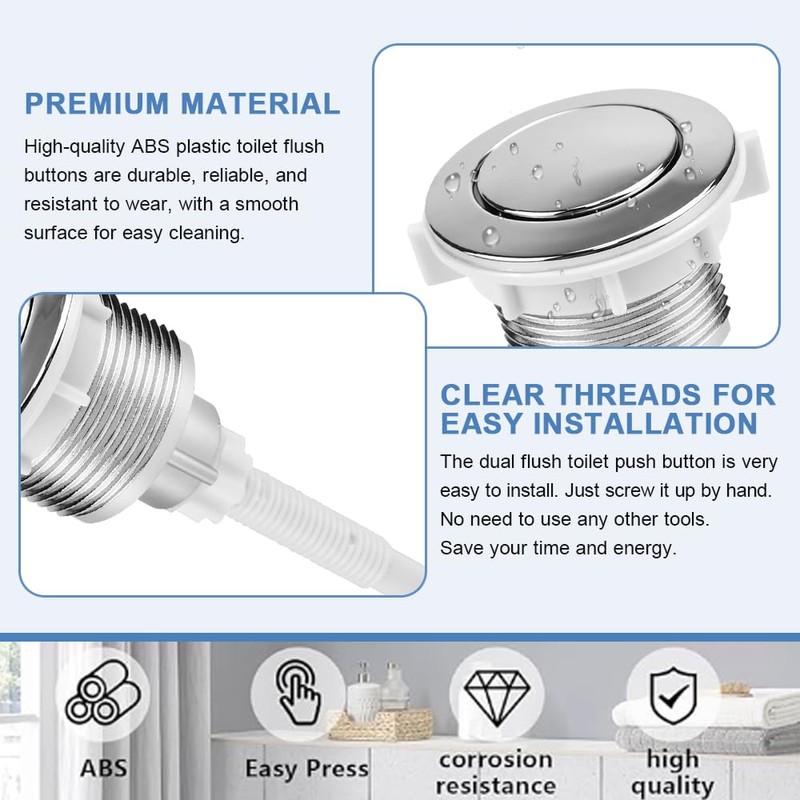 Favengo Toilet Flush Button, Dual Cistern Button, ABS Chrome-Plated Bathroom