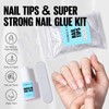 TOMICCA Medium Square Nail Tip and Glue Kit, 240Pcs Square