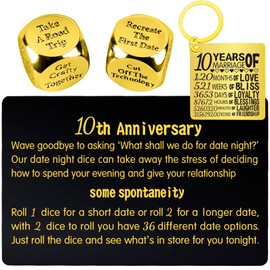10 Years Anniversary Metal Dice,10th Anniversary Keychain,10 Wedding Anniversary for Couple,10th Anniversary Tin for Him,Ten Years Anniversary,Tenth Anniversary Tin,Aluminum Gifts for 10th Anniversary