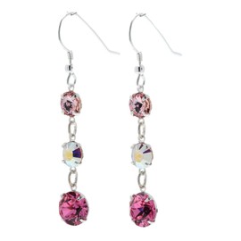 pewterhooter 925 Sterling Silver Crystal Drop Earrings For Women (Rose, AB, Light Rose)