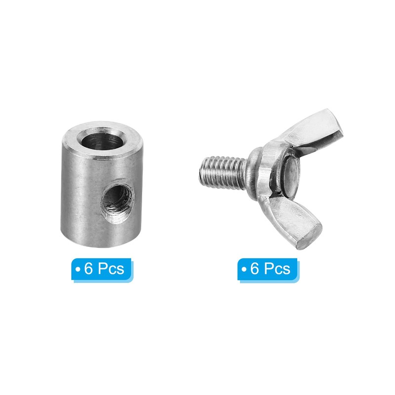 PATIKIL 6pcs 6mm Hole Wire Rope Clips 304 Stainless Steel
