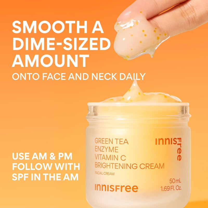 innisfree Green Tea Enzyme Vitamin C Brightening Cream, Korean Face