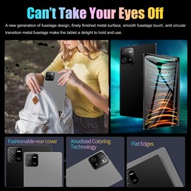 Q&F Tech 10.1 inch Android Tablet PC, 4G Phone/WiFi Tablet for Study, Game and Video Playing, Internet Browsing, Dual SIM Cards and Dual Standby Supportive, 8Core/Bluetooth/GPS, IPS HD Display_Black