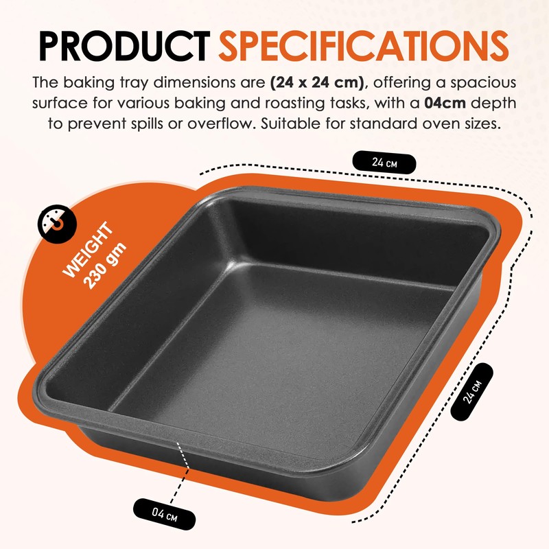 G4GADGET Non-Stick Baking Tray for Oven - 24cm Durable Carbon