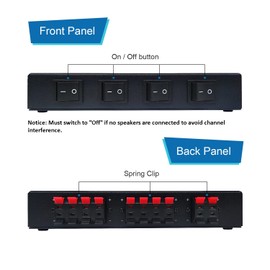 SENWIKATIN 4 Zone Speaker Selector, Passive 200W Distribution Box Control 4 Pairs Speakers, Plug and Play with Spring Clip Connectors