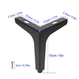 Biugaaufai 6 Inch Black Metal Furniture Legs, Set of 10, Replacement Triangle Couch Legs with Screw, Metal Triangle Furniture Feet for Dressers, Cabinets, Sofas, Tables, Chair & More