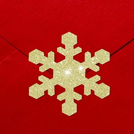 240 Pieces Christmas Envelope Seal Stickers Glitter Snowflake Stickers Christmas Snowflake Envelope Seals Snowflake Invitation Seals Xmas Envelope Decals Glitter Seal for Christmas Mail (Gold)