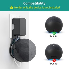 PlusAcc Socket Mount for Dot 5th Generation - Wall Mount Bracket No Screws Needed (Black)