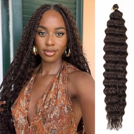 BEkjdiof Cabello Trenzado Rizado, Ondas Oceánicas, Cabello De Crochet, Trenzas De Crochet Rizadas Profundas De 14", Cabello Trenzado Húmedo Y Ondulado, Cabello De Crochet Sintético Para Mujeres Negras