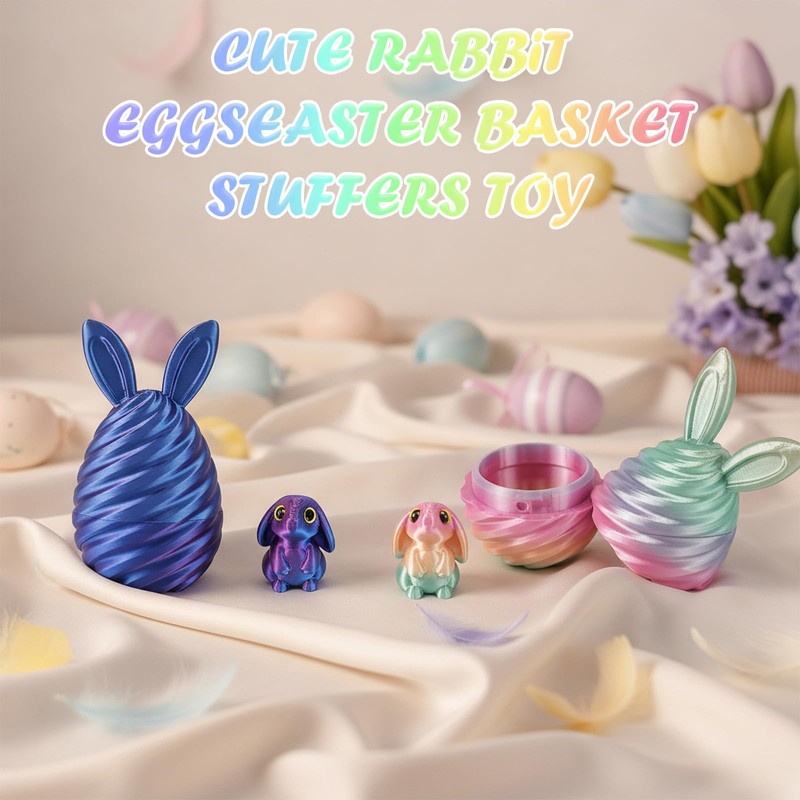 Easter Basket Stuffers Essentials - 2 PCS 3D Printed Bunny