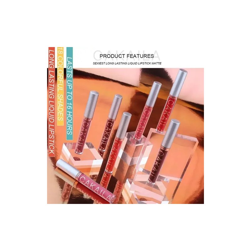 18 Lápiz Labial Láquido Cakaila Matte Lipstick Impermeable