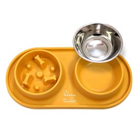 Cuenco de silicona para perros, comida lenta, fácil de limpiar, acero inoxidable