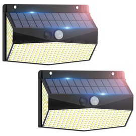 JSXing Luces Solares,318 LED Lampara Solar Exterior Sensor de Movimientocon 3 Modos, 270° de Iluminación de Gran Angular, IP67 A Prueba de Agua,Solar Luz para Jardín Casa Pared Patio (318LED-2P)