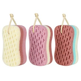 3 esponjas de baño para mujeres, hombres y niños, esponjas de ducha para lavado corporal, 3 colores y accesorios de baño de tamaño grande (tamaño gran