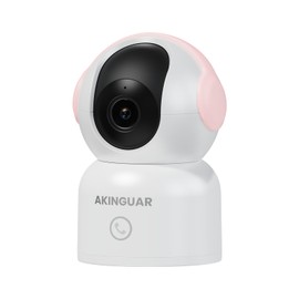 AKINGUAR 2K Security Camera for Home, 360°Pan Indoor Security Cameras with Motion Detection & One-Touch Call, Color Night Vision, Compatible with Alexa, Pink