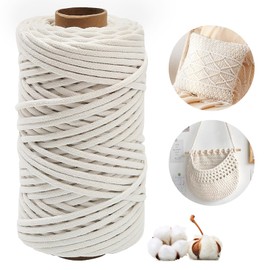 Macrame Yarn Natural 4 mm x 100 m - 4 mm Natural Cotton Yarn for DIY Projects, Environmentally Friendly, Soft, Strong - Ideal for Wall Hangings, Plant Hangers & Handmade Yarn Bobbiny