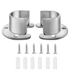 Stainless Steel U Shape Hardware Closet Pole Socket with Screws Closet Rod Support Flange Rod Holder Closet Rod Holder Shower Rod Hanger Pole Set of 2 (Suitable for 32mm Diameter Wardrobe Rod)
