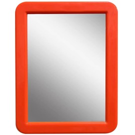 CEREM Magnetic Mirror for Locker, 5x7 inch - Orange Framed Real Glass Make-up Mirror - Locker Accessory for School, Home, Gym, Office