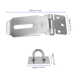 YUENPUN 5 PCS Stainless Steel Padlock Hasp, Door Hasp and Staple with Padlock, Shed Latch and Padlock Door Lock, Padlock Clasp Heavy Duty Gate Security for Window Cupboard Cabinet, Silver