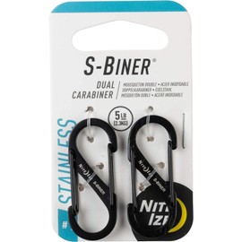 Nite Ize SB1-2PK-01 Size-1 S-Biner, Black, 2-Pack