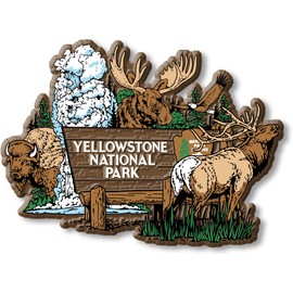 Yellowstone National Park Entrance Sign Magnet by Classic Magnets, 4.1" x 3", Collectible 3D Rubber Vintage-Style Souvenirs and Gifts Made in The USA