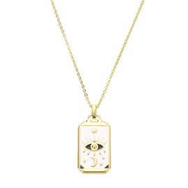 sourcing map Tarot Card Necklace, 31x14mm Alloy Square Tarot Card Necklaces for Birthday Christmas Anniversaries, White