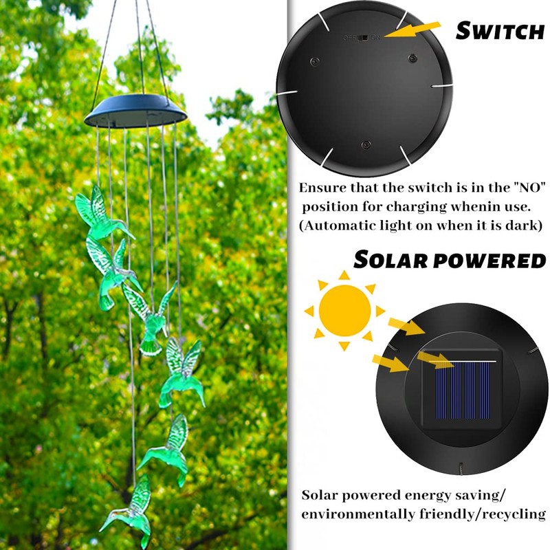 Taozoey Solar Wind Chime, LED Solar Wind Chimes Light, Butterfly