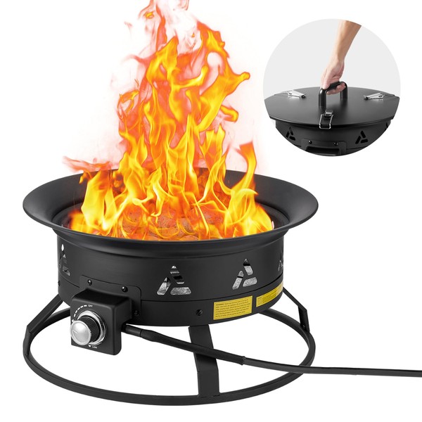 VEVOR Propane Fire Pit, 24-Inch Diameter Outdoor Portable Gas Fire