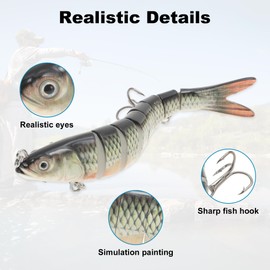 CAPASTEC Freshwater Lifelike Catfish Fishing Lures, Realistic Segment Lifelike Fishing Lures, 3D Eyes for Enhanced Attraction, Purple Yellow, 3 Pcs