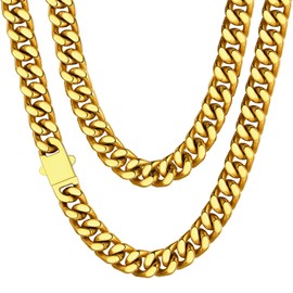 Gold Chain Men Thick Stainless Steel Chain for Men Curb Chains Hip Hop Necklace Cuban Link Choker for Women